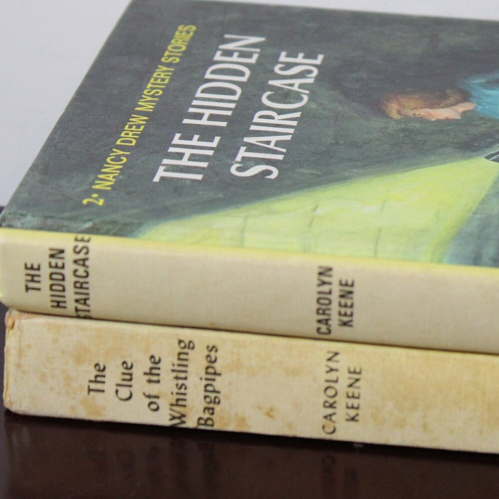 Two Nancy Drew Books Vintage Yellow Matte Covers